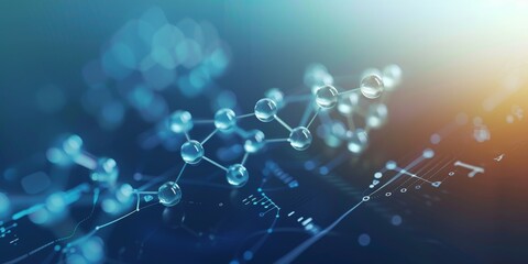 Leinwandbilder - High-resolution image of a 3D molecular model with connecting bonds, placed over a scientific graph, perfect for educational purposes