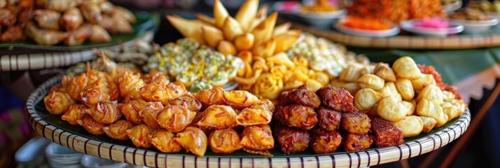 Canvas Print - Traditional Indonesian Snacks Presented on a Plate for Guests at a Celebration