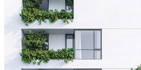 Sticker - Modern white residential building with green plant walls. Sustainable living, ecology and green urban environment concept