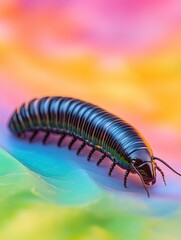 Wall Mural - millipede isolated on colorful background