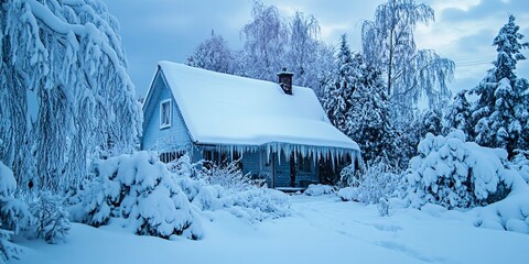 Wall Mural - snow covered house