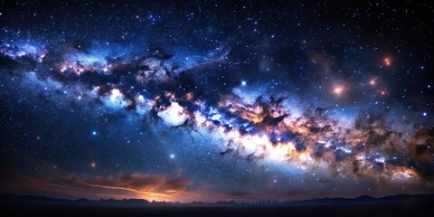 Wall Mural - dark and dramatic night sky full of stars, night sky, dark, dramatic, stars, astronomy, space, galax