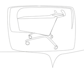 Poster - One continuous line of speech bubble with Shopping Cart. Thin Line Illustration vector concept. Contour Drawing Creative ideas.