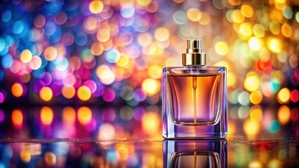 Canvas Print - Bottle of perfume showcased on vibrant background , Fragrance, Scent, Cosmetic, Beauty, Fashion, Glass, Elegance, Luxury