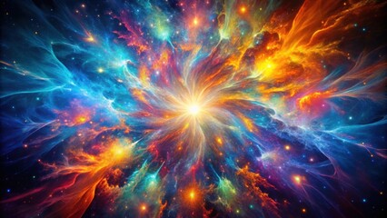 Wall Mural - an abstract representation of a fractal cosmos bursting with vibrant hues , fractal, cosmos, vibrant