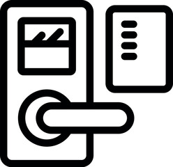 Poster - Simple icon of a hotel room door lock being unlocked with a key card