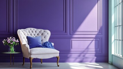 Wall Mural - Elegant Violet Blue Wall for Vibrant Color Contrast in Interior Design