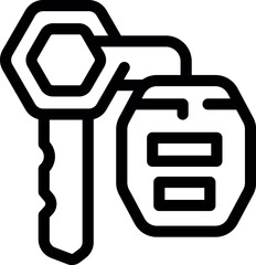 Poster - Simple vector icon representing a car key with remote control, featuring a distinct fob opening system