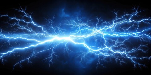 Sticker - Blue lightning bolt symbolizing power and energy , thunder, electric, speed, strike, electricity, storm, flash, spark, force