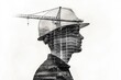 © Edvvin - Construction worker planning new building project double exposure