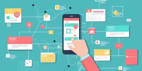Fototapete - Interactive prototype of a mobile app demonstrating seamless user flows and intuitive navigation paths