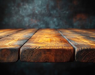 Poster - Rustic Wooden Tabletop with Blurred Background