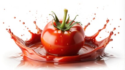 Canvas Print - Red tomato sauce splash isolated on background, tomato, sauce, red, splash, food, ingredient, fresh, cooking, culinary, seasoning