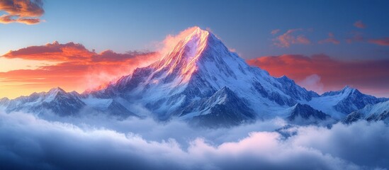 Wall Mural - Majestic Mountain Peak at Sunset