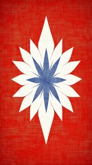 Wall Mural - Abstract Blue and White Starburst on Red Background