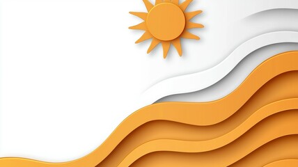 Poster - A sun is shining on a beach with a wave in the background