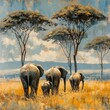 © Npicture - A Family of Elephants Walking Through the Savannah
