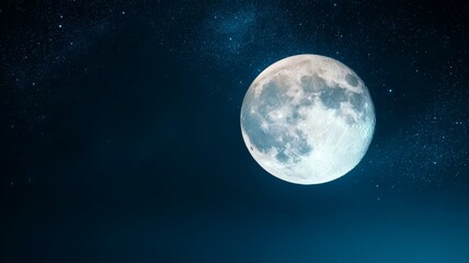 Wall Mural - a large white moon is shining brightly in the night sky