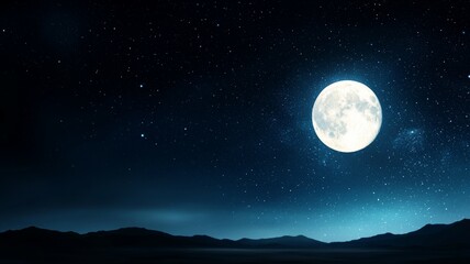 Wall Mural - a large moon is shining brightly in the night sky