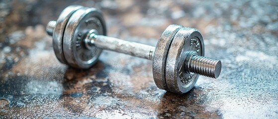 Rugged Chrome Dumbbell on Concrete Surface