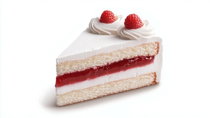 Wall Mural - A slice of cake with raspberries on top