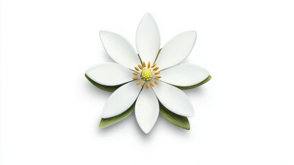 Sticker - A white flower with green leaves