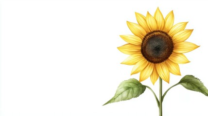 Poster - A yellow sunflower with a green leaf