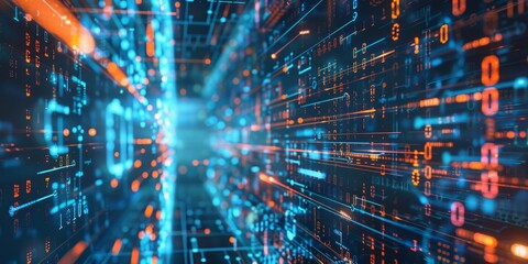 Poster - Artificial intelligence and machine learning technology with digital data processing on abstract background