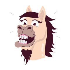 Poster - Funny horse sticker in cartoon style 