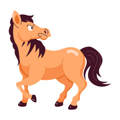 Wall Mural - A flat style sticker of annoyed horse 