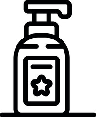 Poster - Simple black and white icon of a dispenser bottle with pump for liquid soap or cream