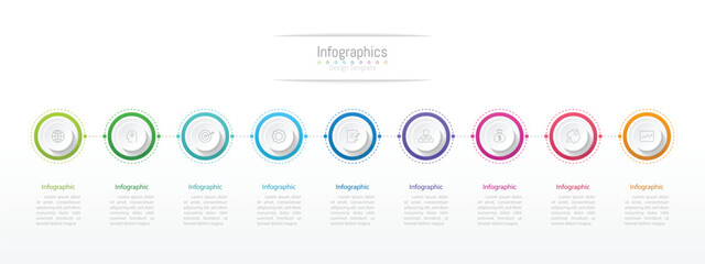 Infographic 9 options design elements for your business data. Vector Illustration.