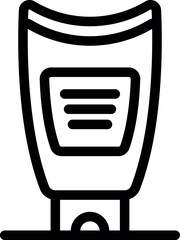 Poster - Cosmetic cream tube with label standing on a shelf, simple black and white line art