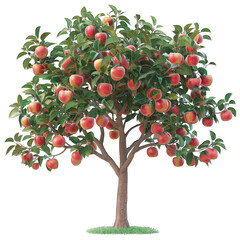 Sticker - red apple tree on transparent background png