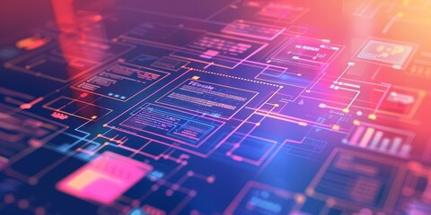 Fototapete - Abstract UX design elements with focus on information architecture and intuitive navigation systems