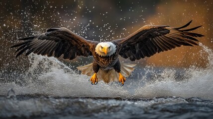 Wall Mural - Bald Eagle Soaring Through Water