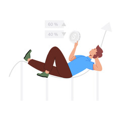 Wall Mural - A flat illustration showing man doing sales analysis 