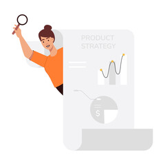 Sticker - Employee working on product strategy, flat illustration 

