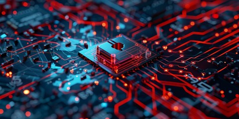 Aufkleber - Cyber security concept with digital lock and circuit board, symbolizing data protection and technology security