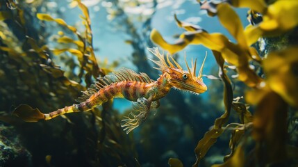 Sticker - A Leafy Seahorse in the Ocean