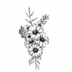  flower, draw, vector, black art, tattoo style, tattoo, floral, illustration, pattern, leaf, nature, vintage, drawing, sketch, plant, design, art, decoration, branch, rose, blossom, element, black, wed