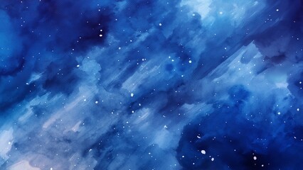 Wall Mural - Abstract watercolor painting background of blue night sky with stars