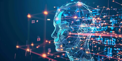 Poster - Futuristic abstract background with machine learning and artificial intelligence technology concept