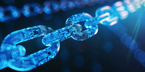 Aufkleber - Blockchain technology concept with digital chain and secure transactions, symbolizing decentralized finance and cryptography
