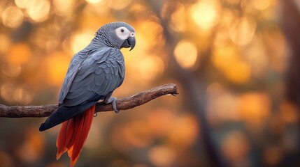 Wall Mural - African Grey Parrot on a Branch