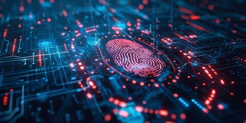 Aufkleber - Biometric security concept with digital fingerprint scan, illustrating secure access and technology authentication