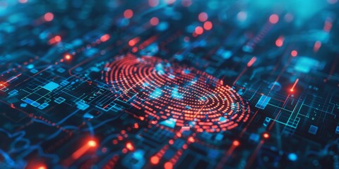 Aufkleber - Biometric security concept with digital fingerprint scan, illustrating secure access and technology authentication