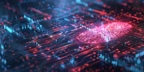 Aufkleber - Biometric security concept with digital fingerprint scan, illustrating secure access and technology authentication