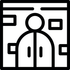 Poster - Line art icon of an office worker using the elevator to go up to his office floor