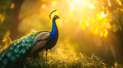 Wall Mural - Majestic Peacock at Sunset